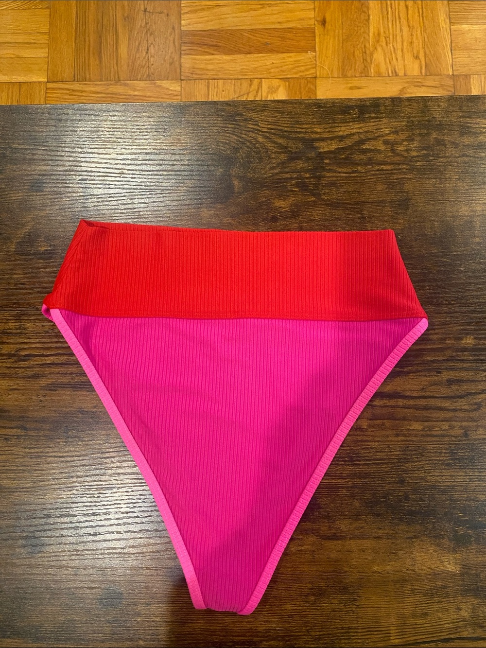 Beachriot Pink and Red Colorblock two-Piece Swimsuit - Picture 5 of 7